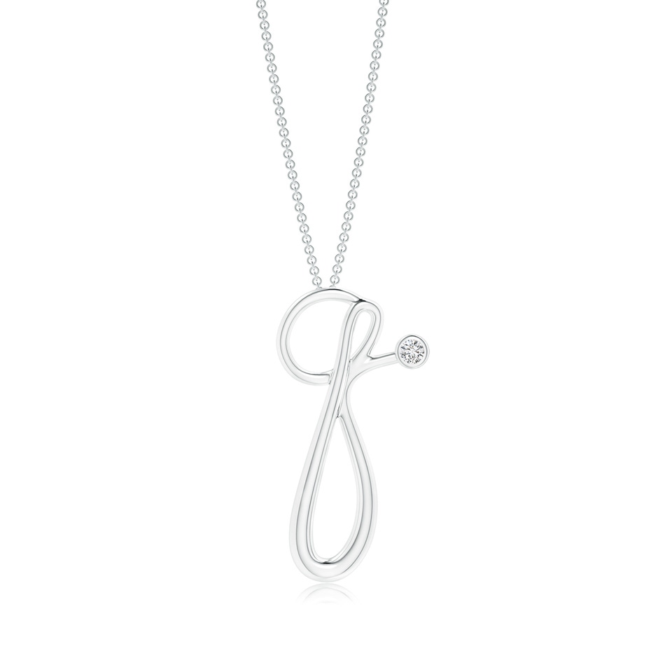 2mm HSI2 Bezel Set Diamond Lowercase "Q" Initial Pendant in White Gold 