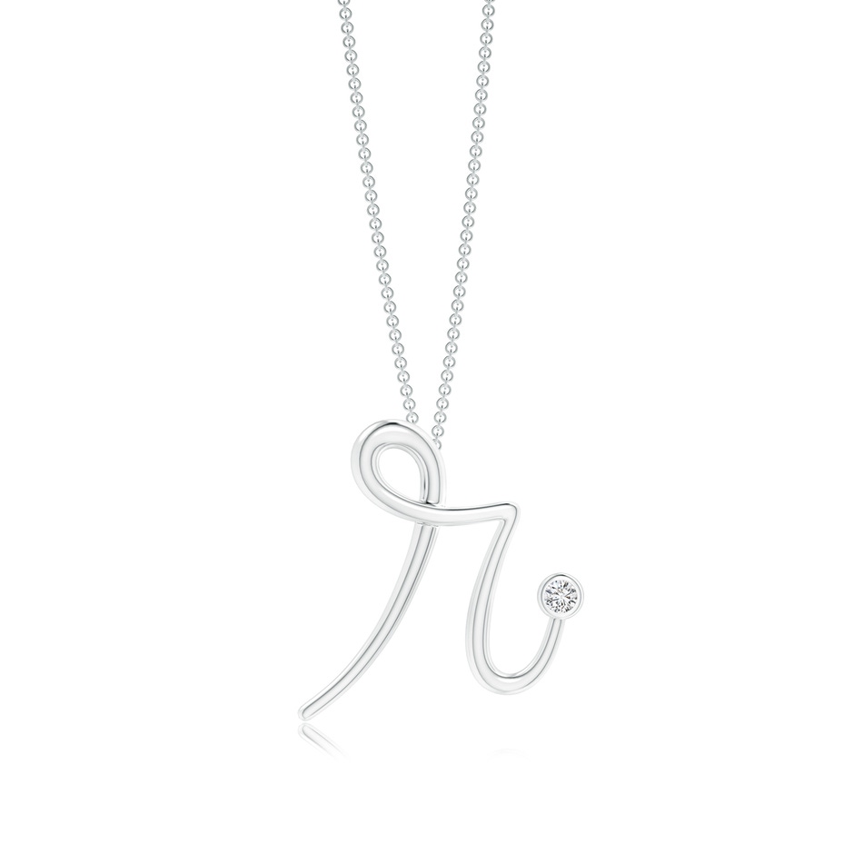 2mm HSI2 Bezel Set Diamond Lowercase "R" Initial Pendant in P950 Platinum 