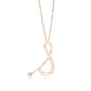 2mm HSI2 Bezel Set Diamond Lowercase "S" Initial Pendant in Rose Gold