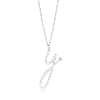 2mm HSI2 Bezel Set Diamond Lowercase "Y" Initial Pendant in P950 Platinum