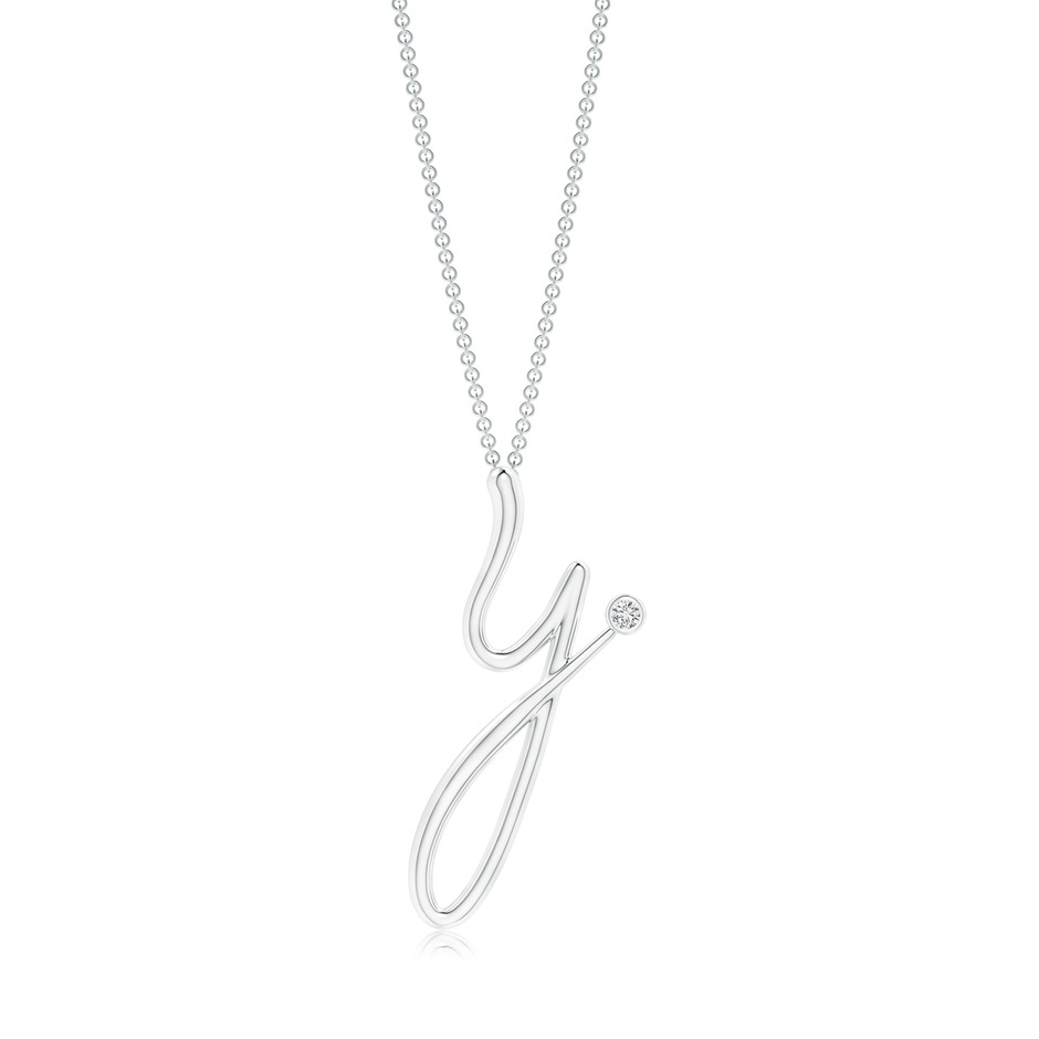 2mm HSI2 Bezel Set Diamond Lowercase "Y" Initial Pendant in White Gold 