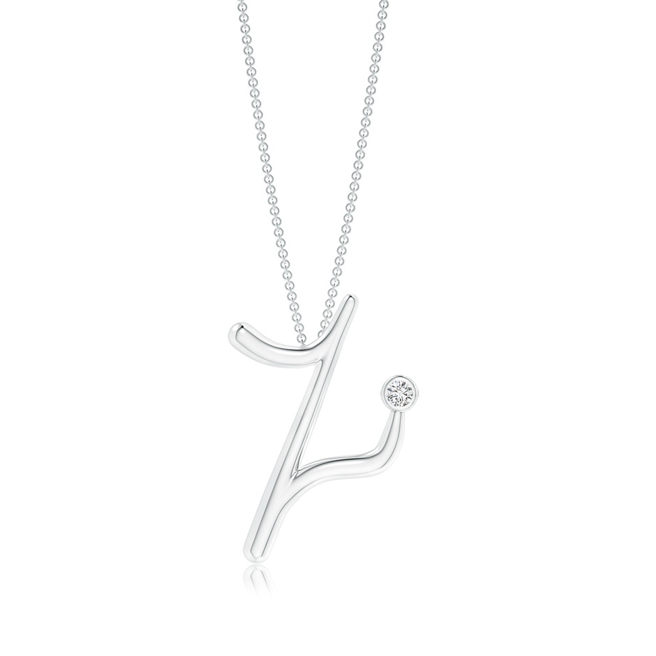 2mm HSI2 Bezel Set Diamond Lowercase "Z" Initial Pendant in White Gold 