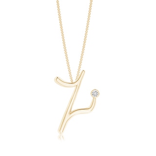 2mm HSI2 Bezel Set Diamond Lowercase "Z" Initial Pendant in Yellow Gold