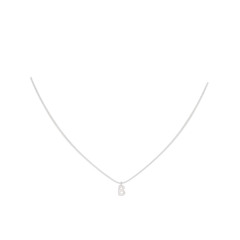 Capital "B" Initial Pendant in White Gold body-neck