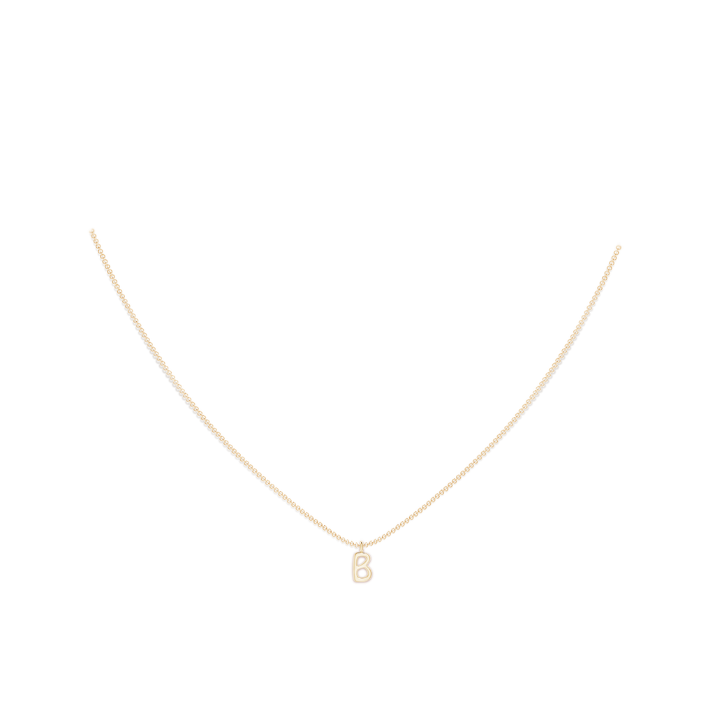 Capital "B" Initial Pendant in Yellow Gold Body-Neck