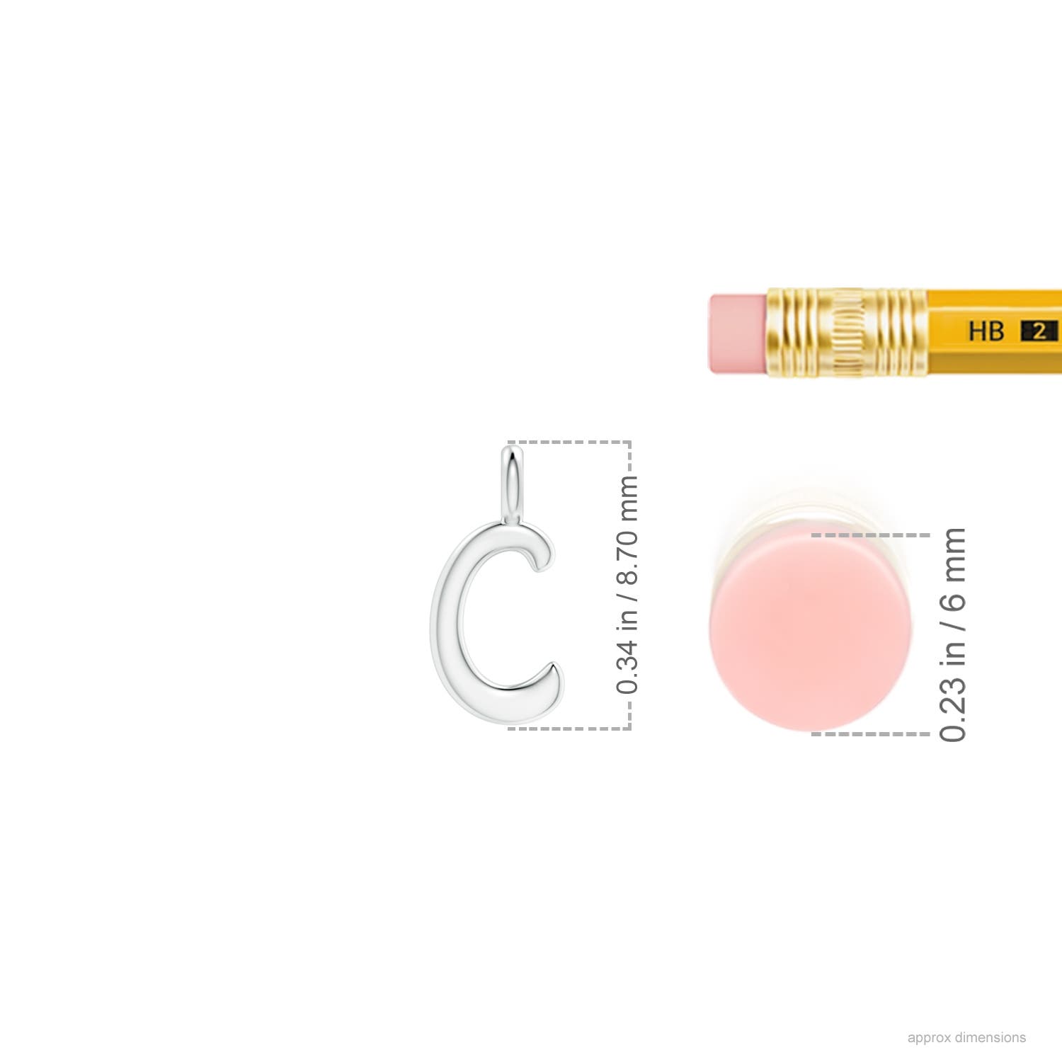 Capital "C" Initial Pendant in P950 Platinum - ruler