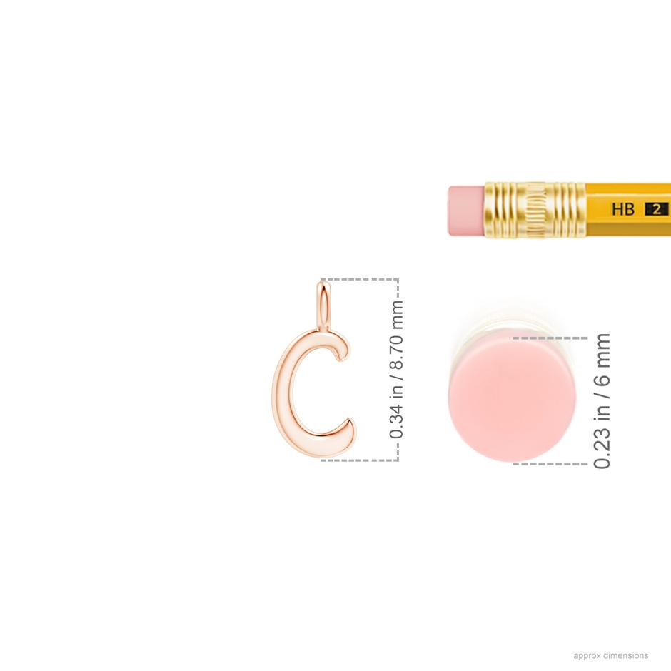 Capital "C" Initial Pendant in Rose Gold ruler