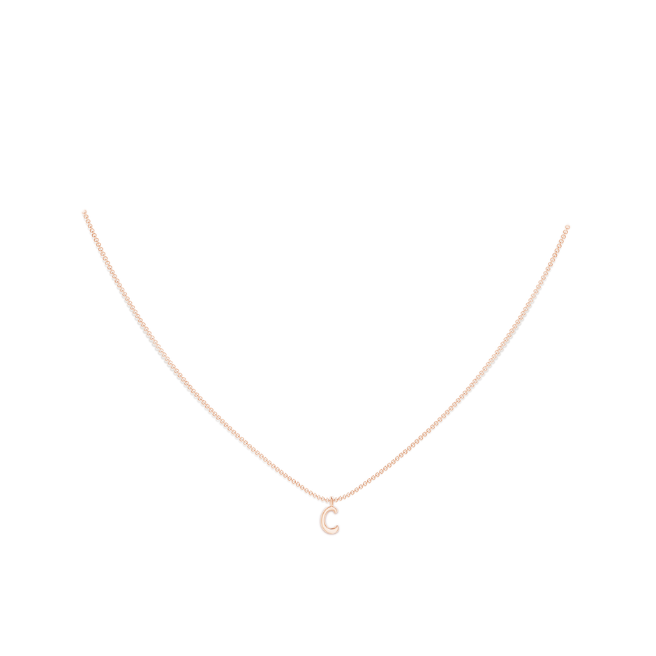 Capital "C" Initial Pendant in Rose Gold body-neck