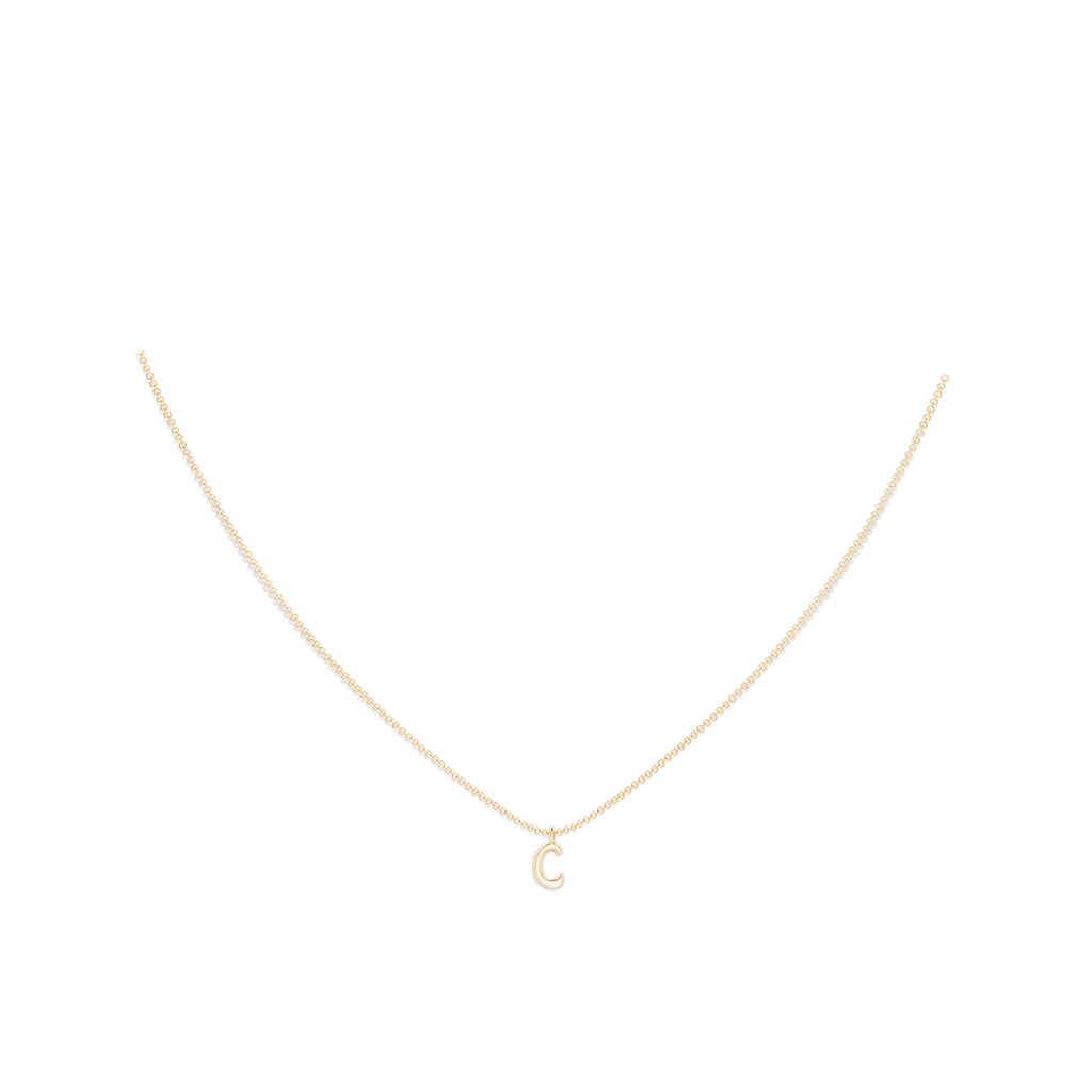 Capital "C" Initial Pendant in Yellow Gold Body-Neck