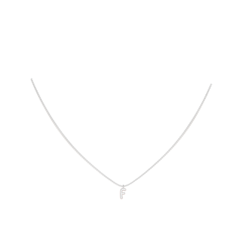 Capital "F" Initial Pendant in White Gold body-neck