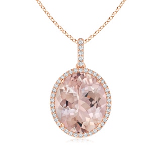 14x12mm AA Morganite Cocktail Pendant with Diamond Halo in 9K Rose Gold
