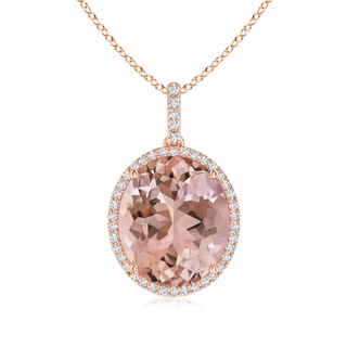 14x12mm AAAA Morganite Cocktail Pendant with Diamond Halo in Rose Gold