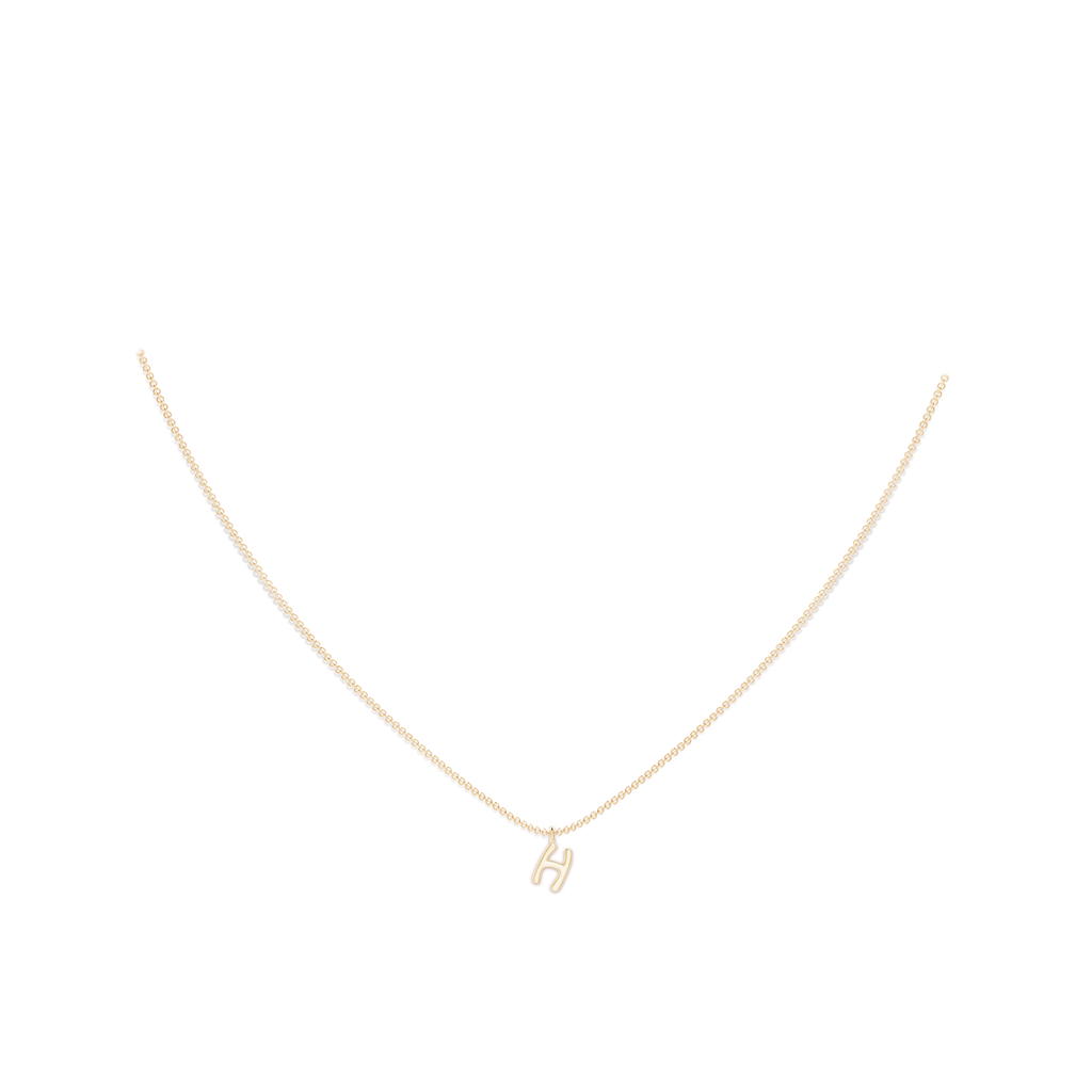 Capital "H" Initial Pendant in Yellow Gold Body-Neck