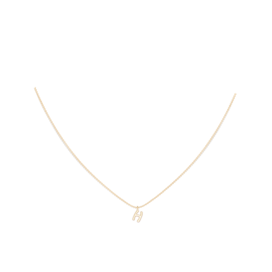 Capital "H" Initial Pendant in Yellow Gold Body-Neck