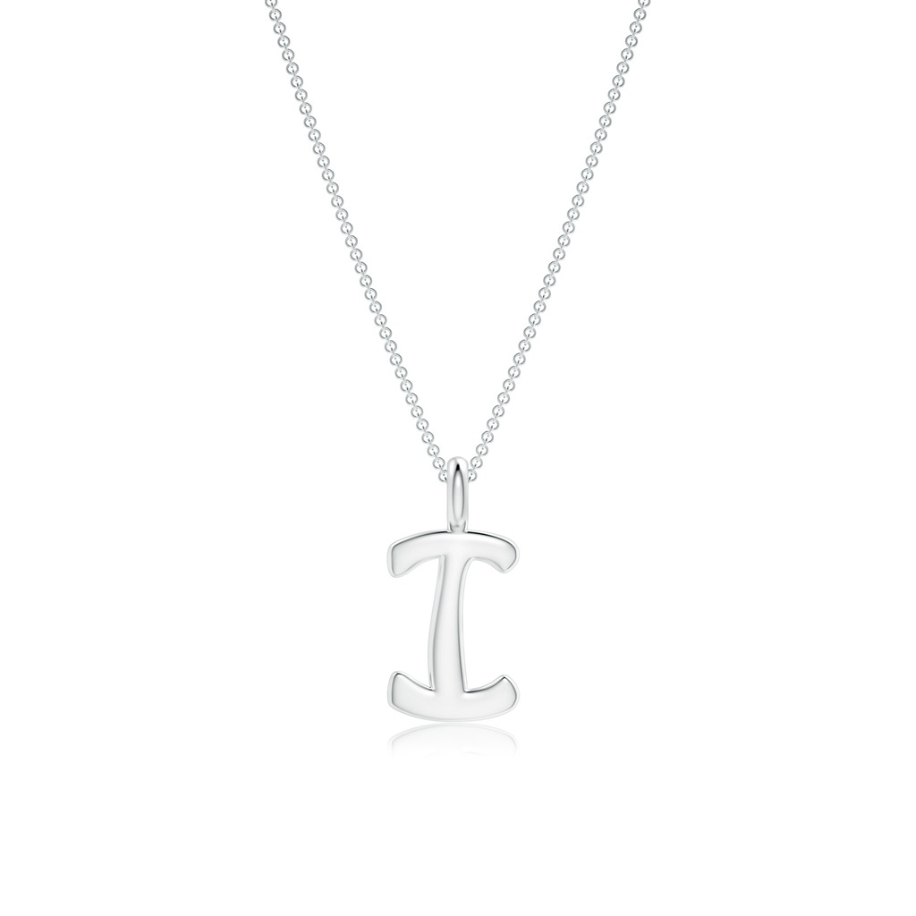 Capital "I" Initial Pendant in White Gold