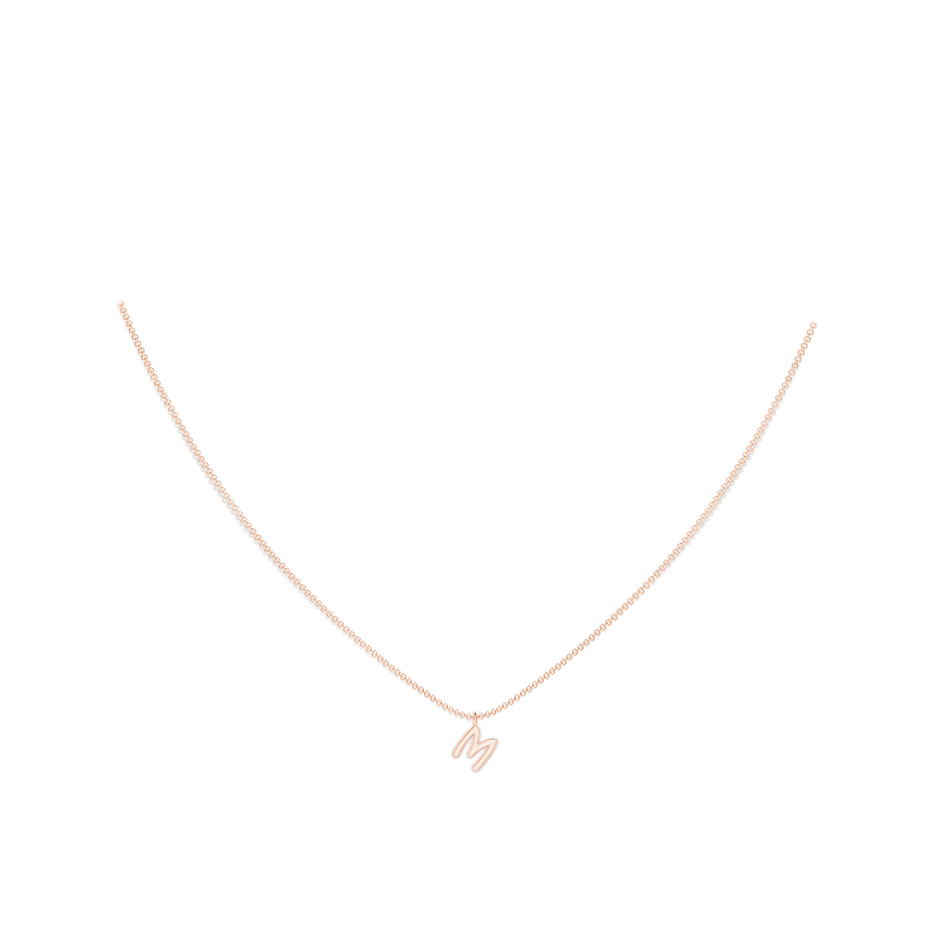 Capital "M" Initial Pendant in 10K Rose Gold body-neck