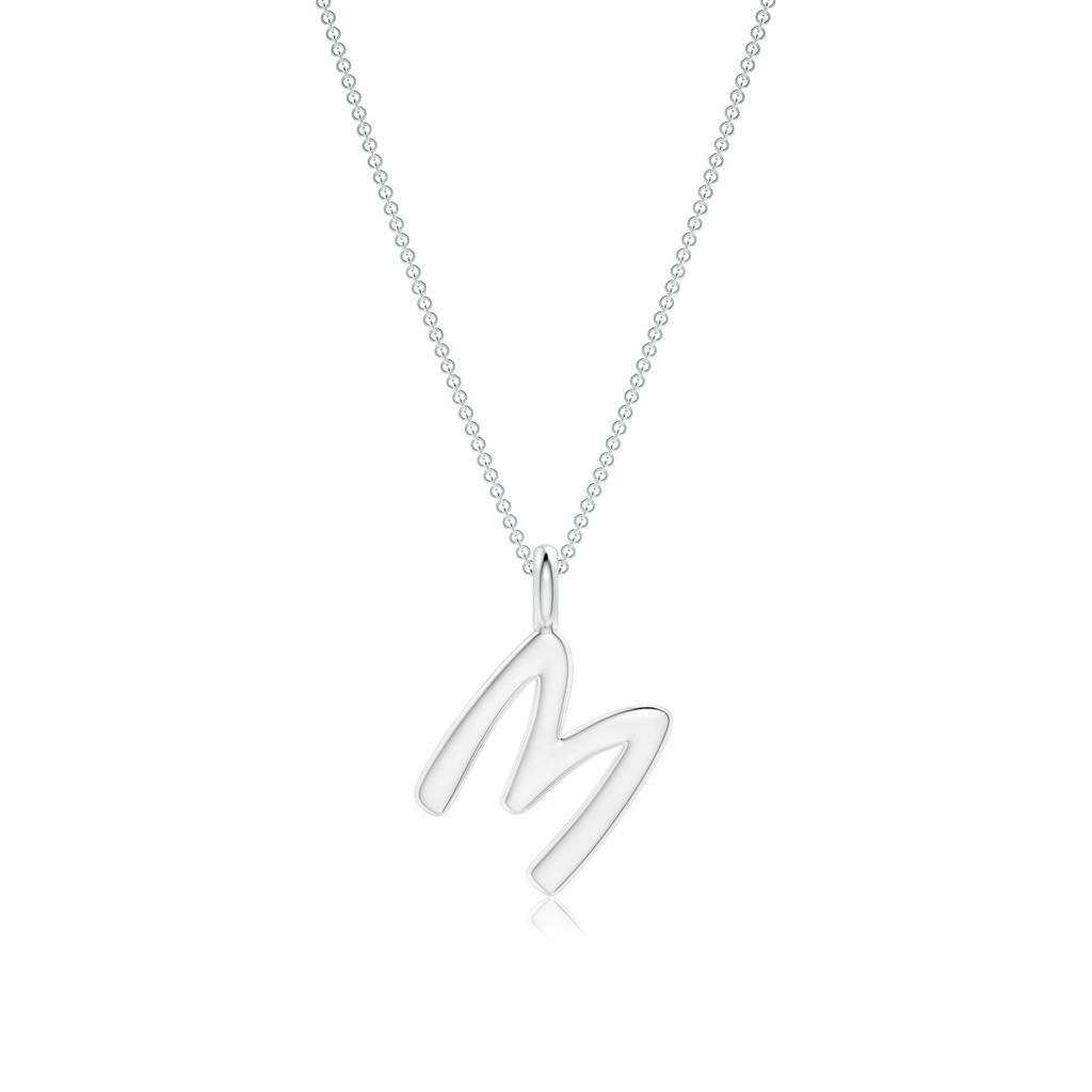 Capital "M" Initial Pendant in White Gold