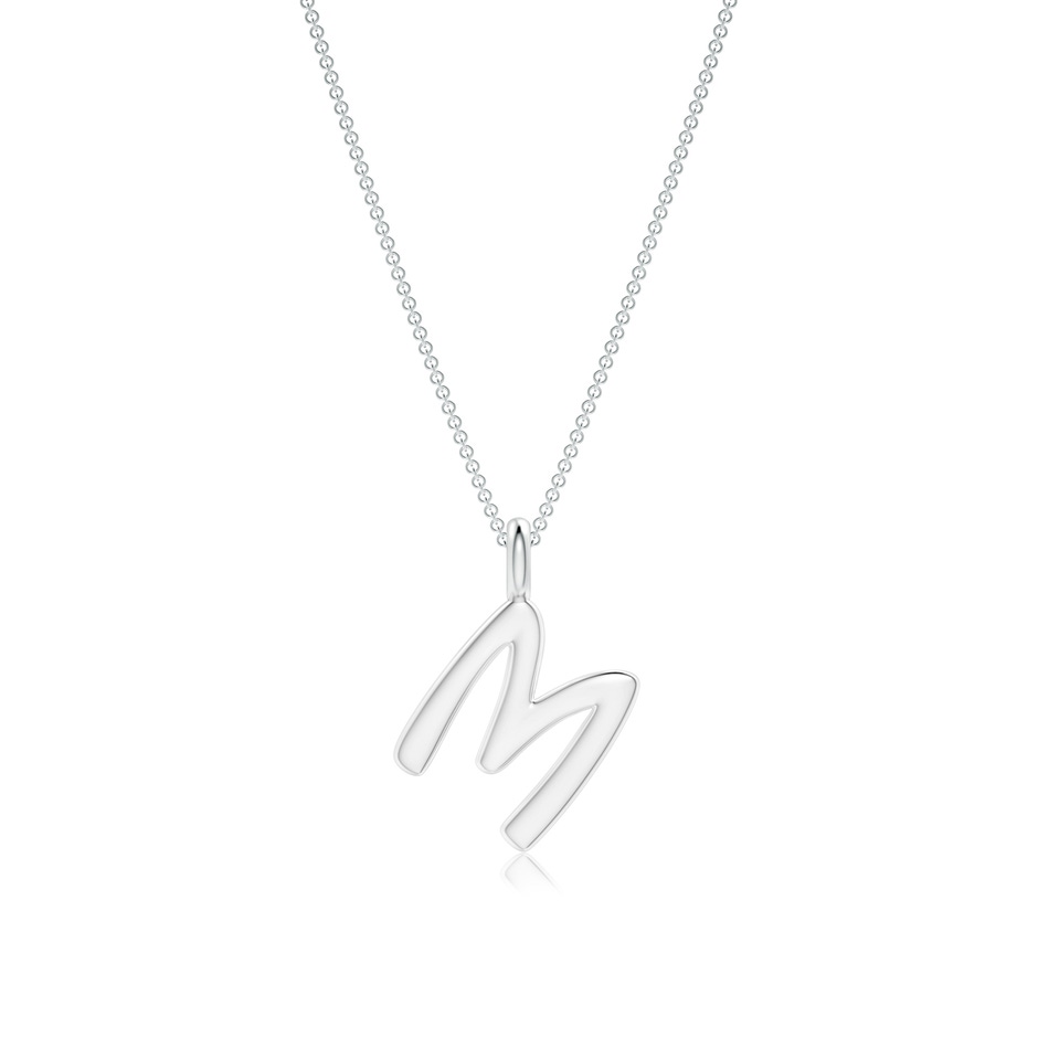 Capital "M" Initial Pendant in White Gold 