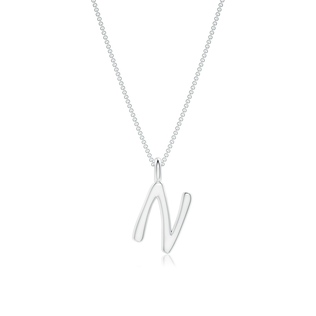 Capital "N" Initial Pendant in White Gold