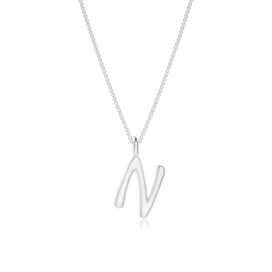 Capital "N" Initial Pendant in White Gold 