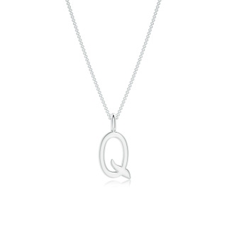 Capital "Q" Initial Pendant in White Gold