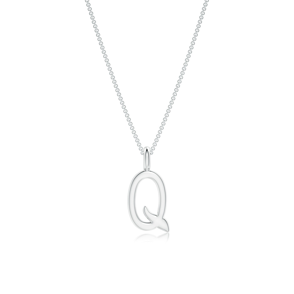 Capital "Q" Initial Pendant in White Gold 