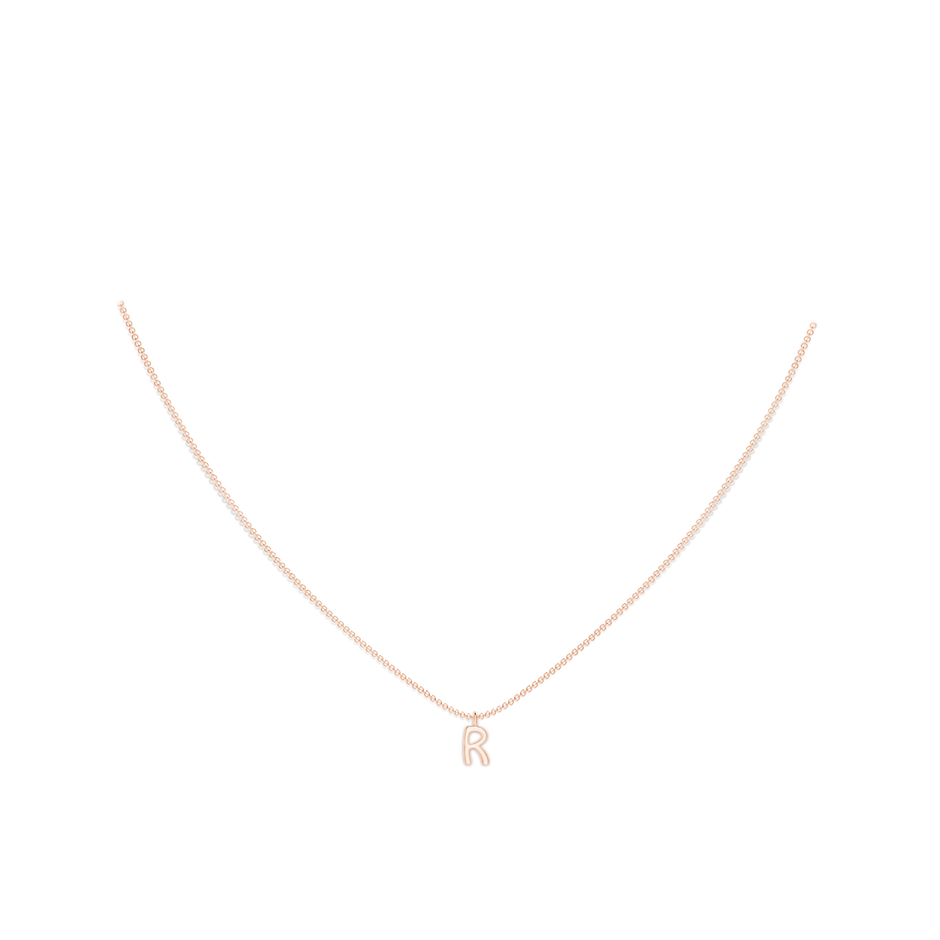 Capital "R" Initial Pendant in 10K Rose Gold body-neck