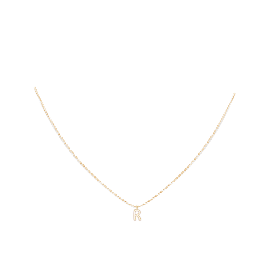 Capital "R" Initial Pendant in Yellow Gold Body-Neck