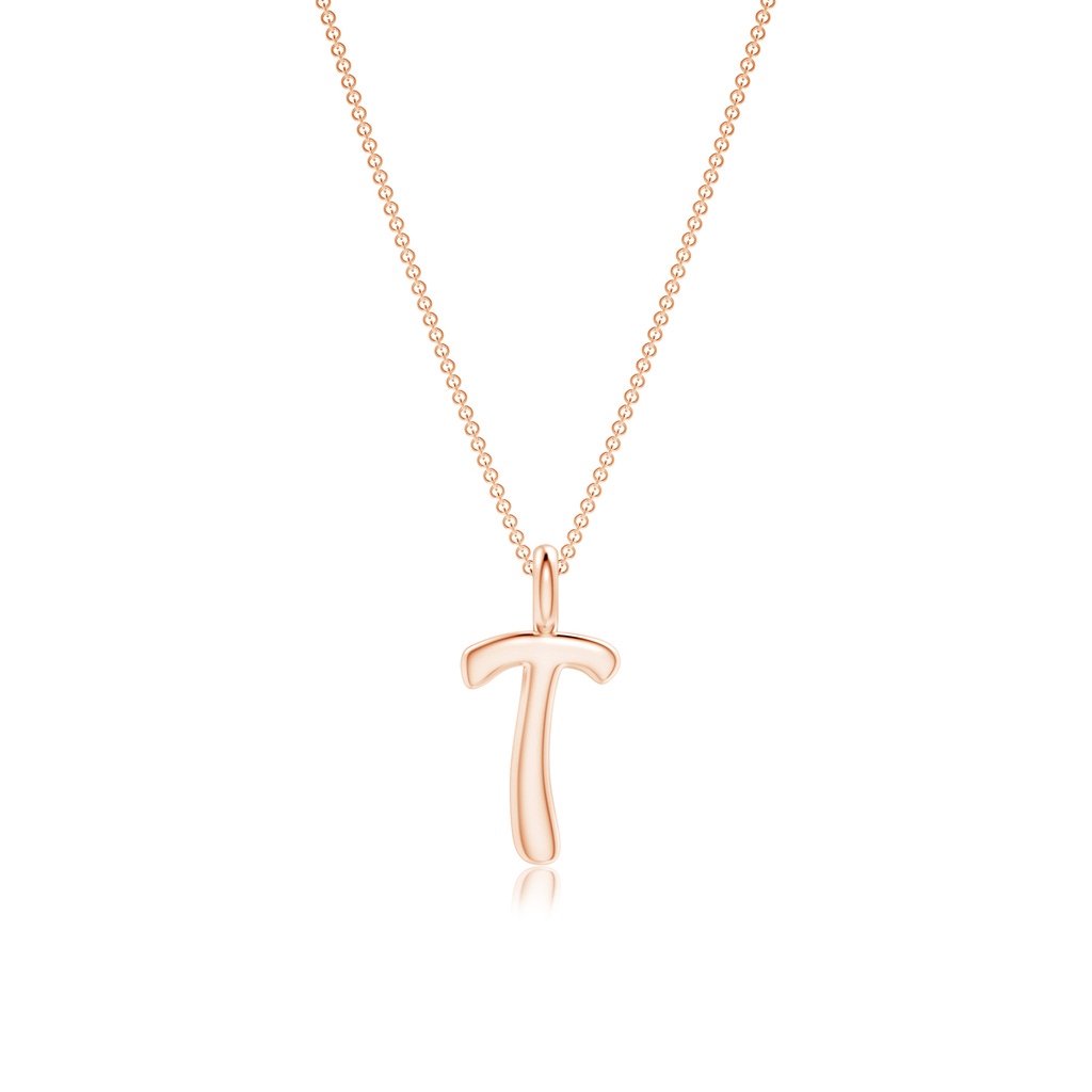 Capital "T" Initial Pendant in 9K Rose Gold