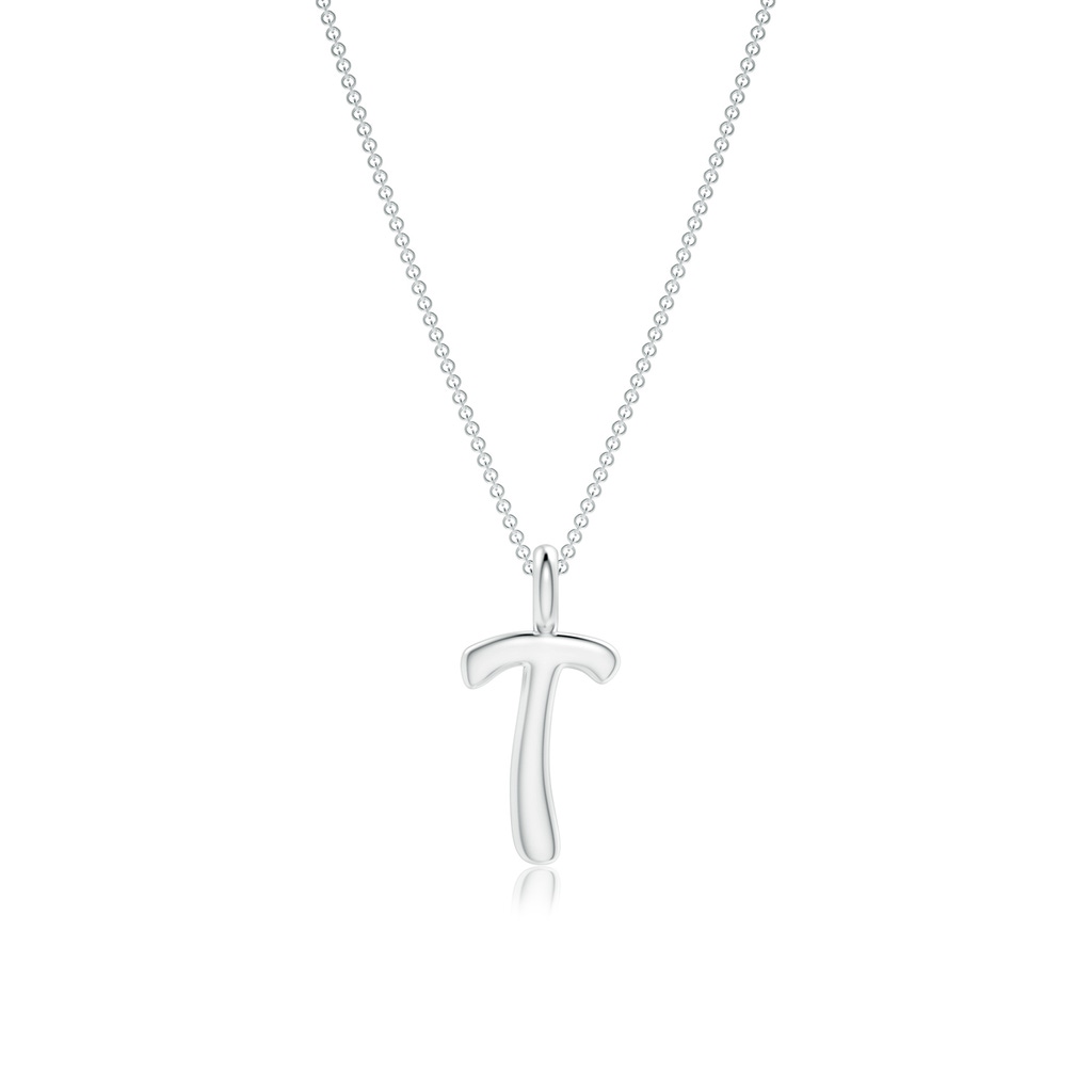 Capital "T" Initial Pendant in White Gold