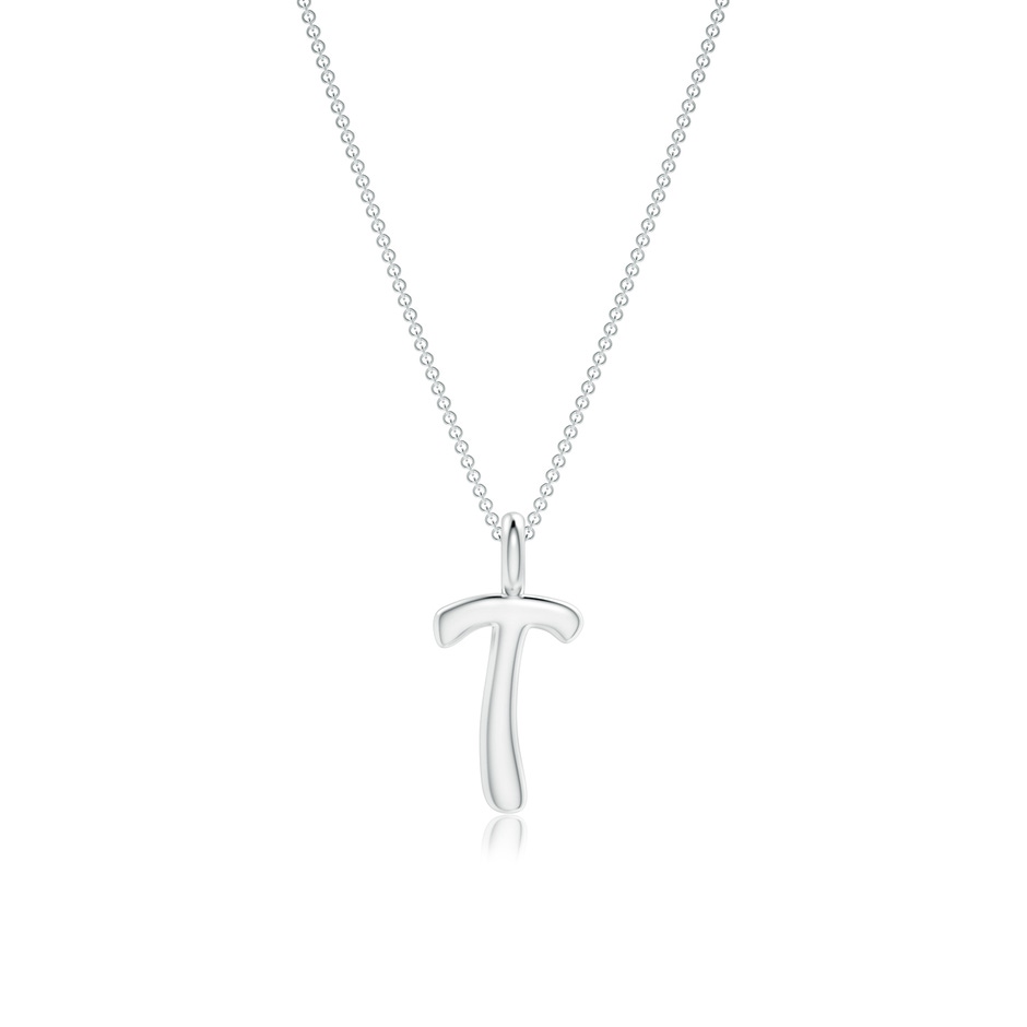 Capital "T" Initial Pendant in White Gold 