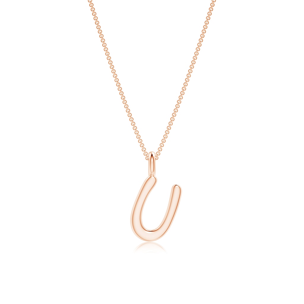 Capital "U" Initial Pendant in 9K Rose Gold