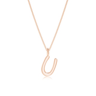 Capital "U" Initial Pendant in 9K Rose Gold