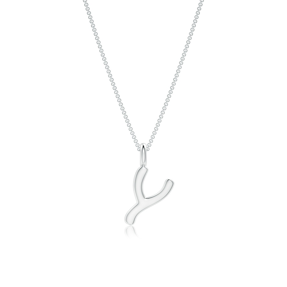 Capital "Y" Initial Pendant in White Gold 