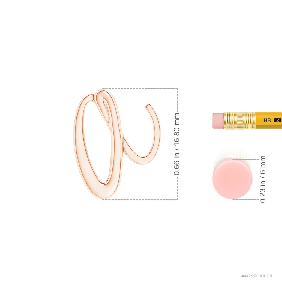 Lowercase "A" Initial Pendant in 10K Rose Gold ruler