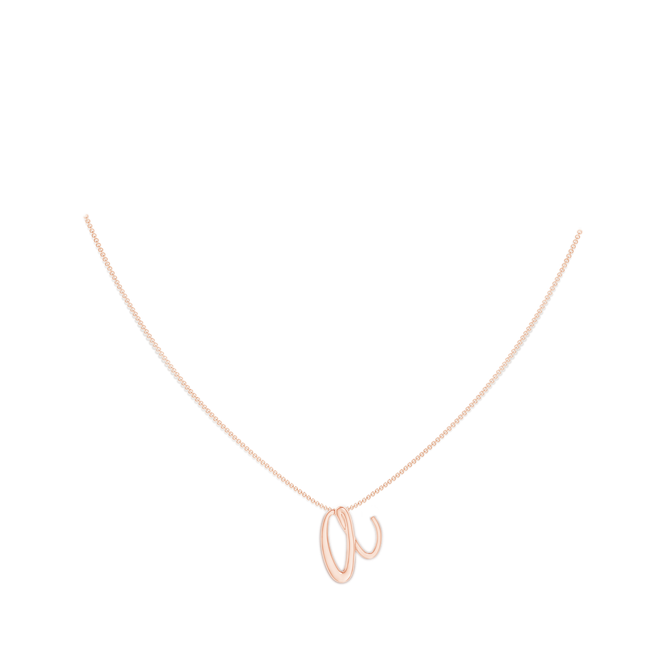 Lowercase "A" Initial Pendant in 10K Rose Gold body-neck