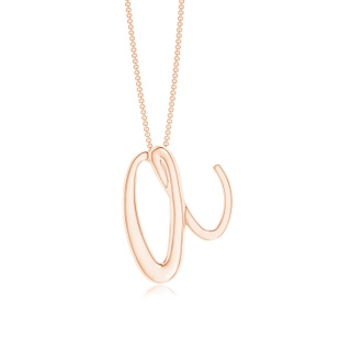 Lowercase "A" Initial Pendant in 9K Rose Gold