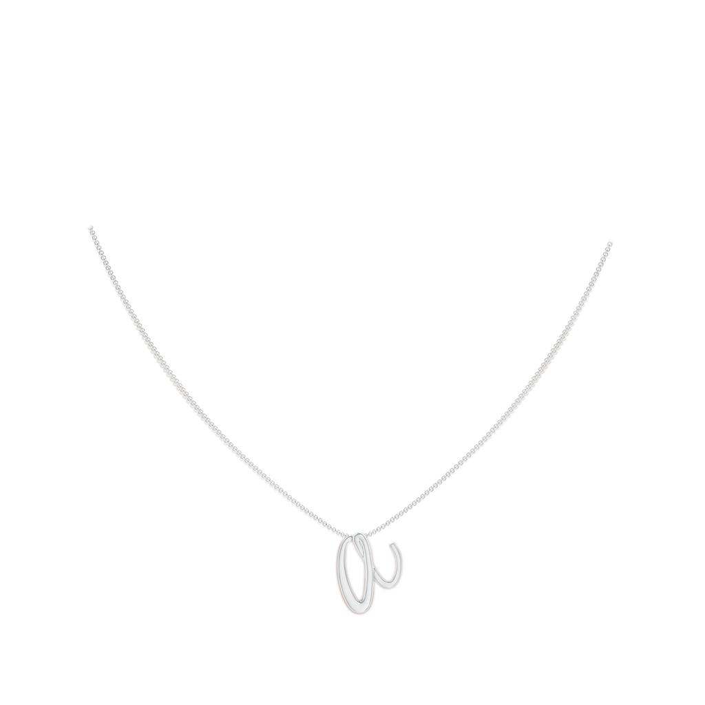 Lowercase "A" Initial Pendant in White Gold Body-Neck