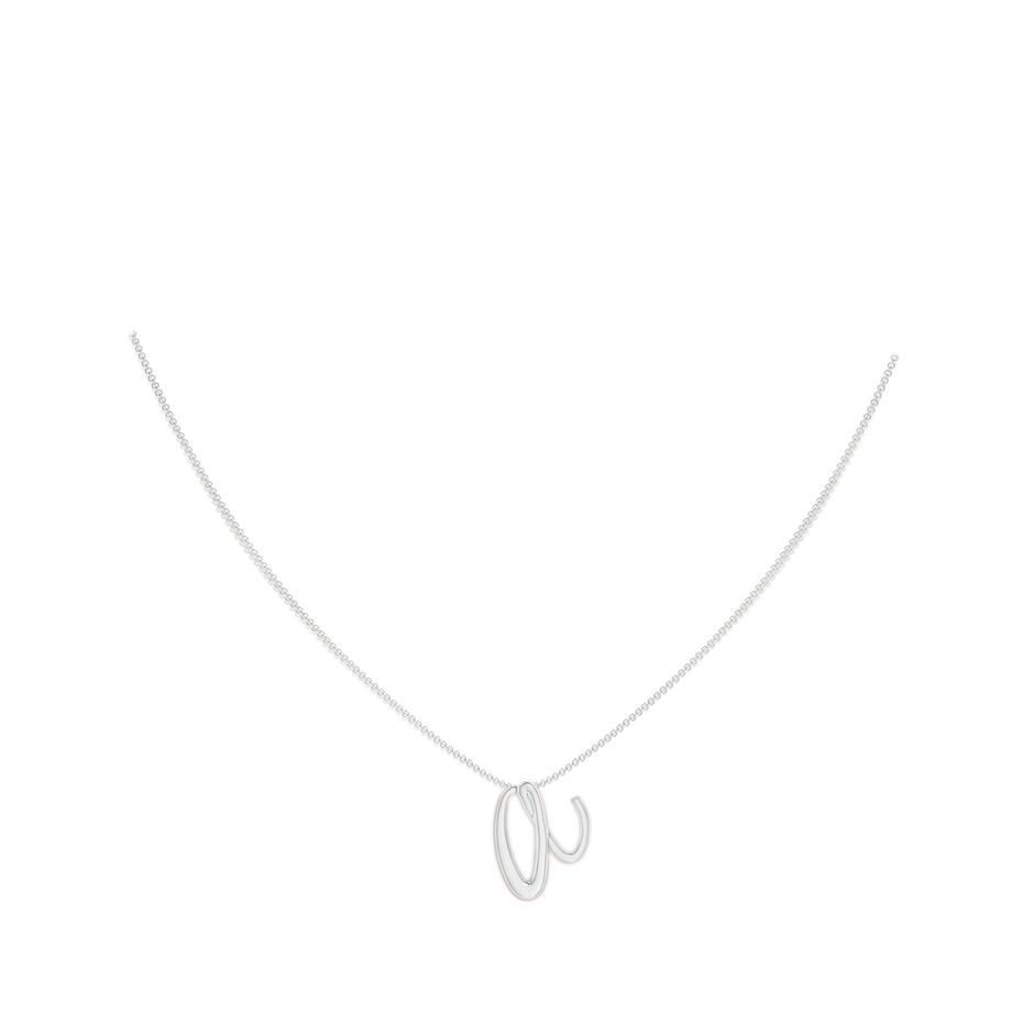 Lowercase "A" Initial Pendant in White Gold Body-Neck