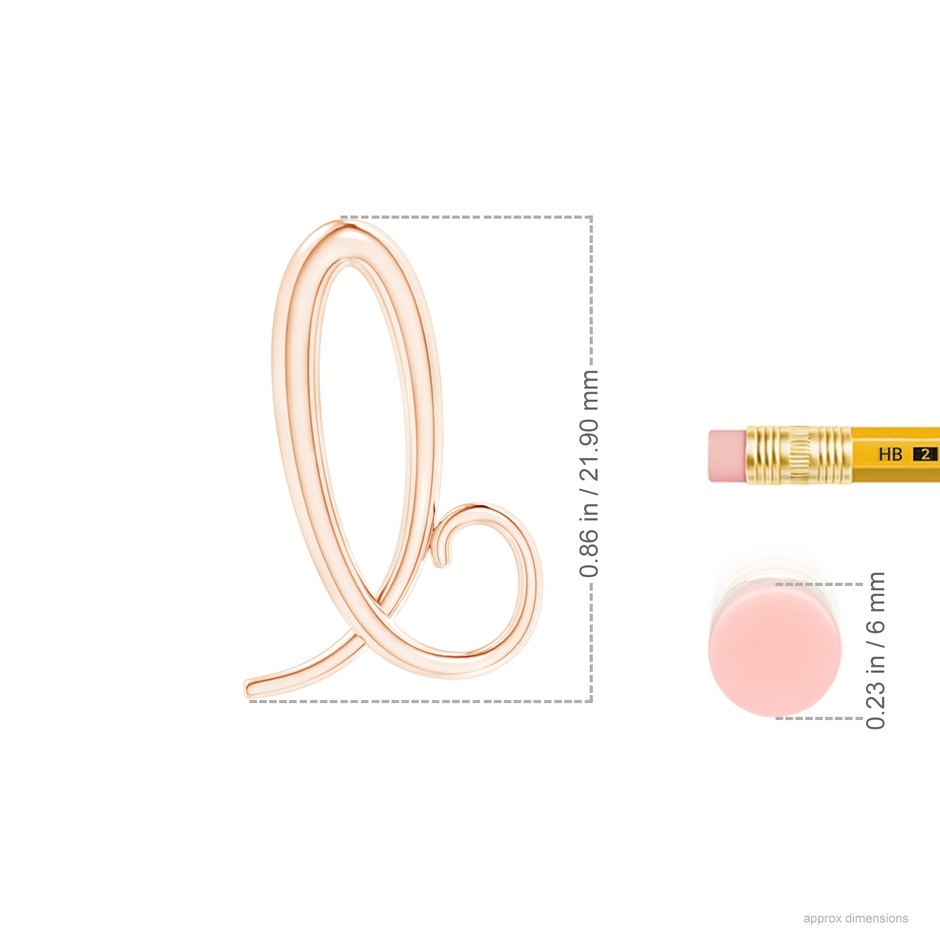 Lowercase "B" Initial Pendant in 10K Rose Gold ruler
