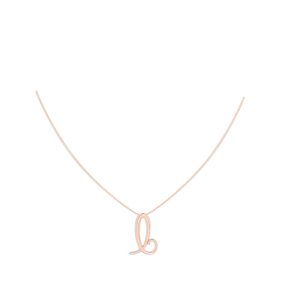 Lowercase "B" Initial Pendant in 10K Rose Gold body-neck