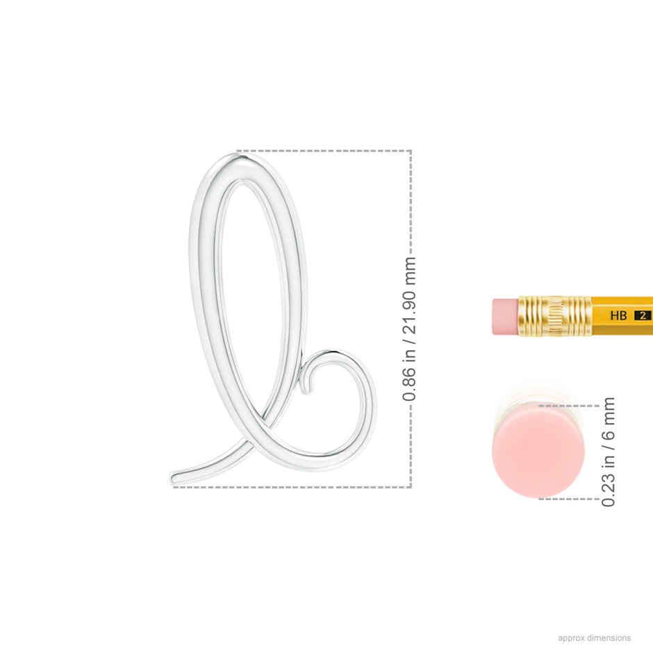 Lowercase "B" Initial Pendant in P950 Platinum ruler
