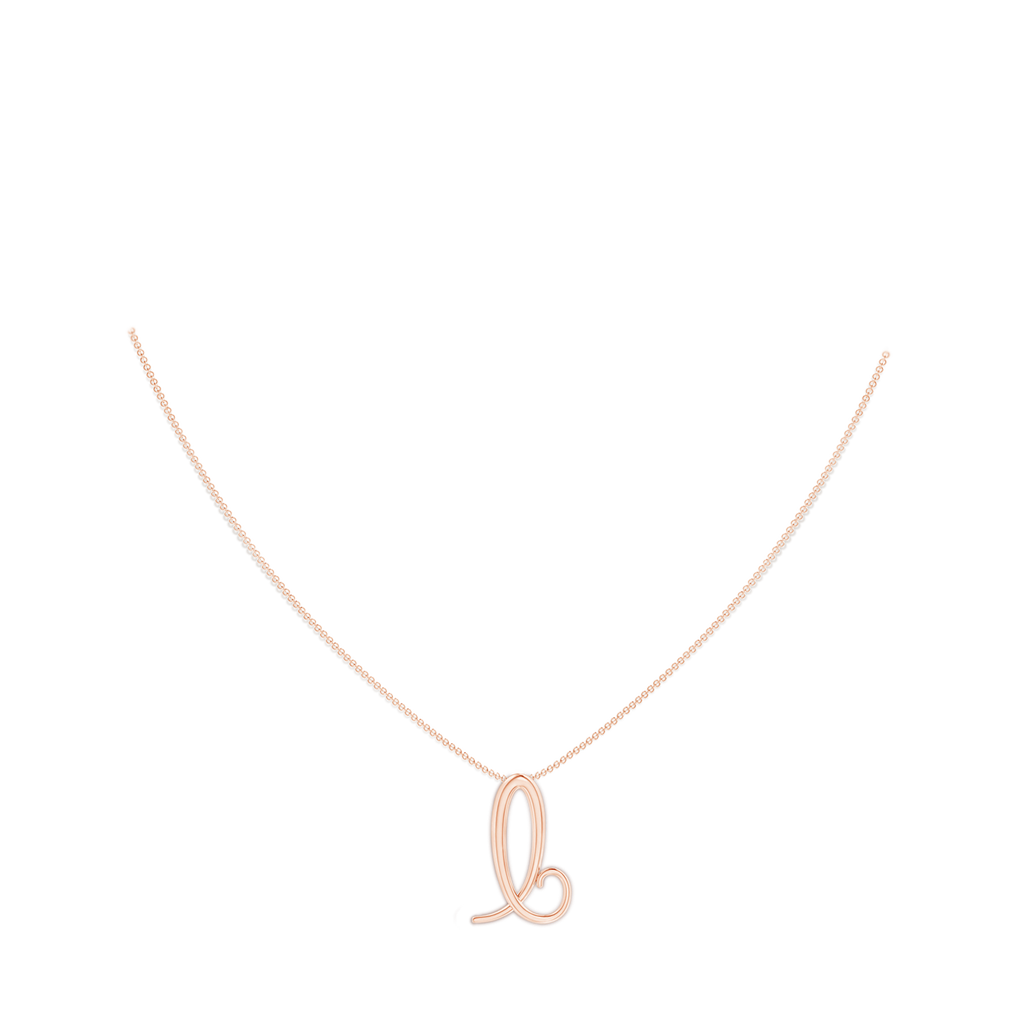 Lowercase "B" Initial Pendant in Rose Gold Body-Neck