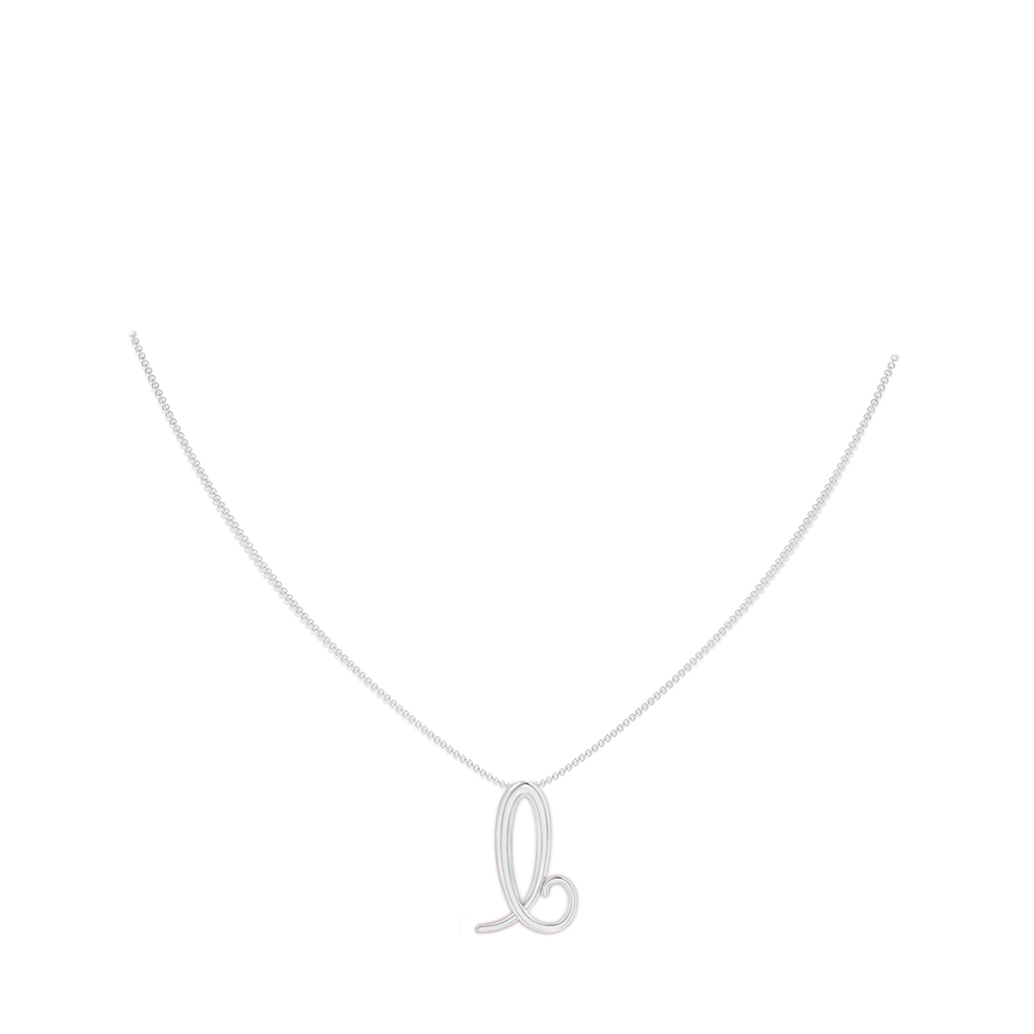 Lowercase "B" Initial Pendant in White Gold Body-Neck