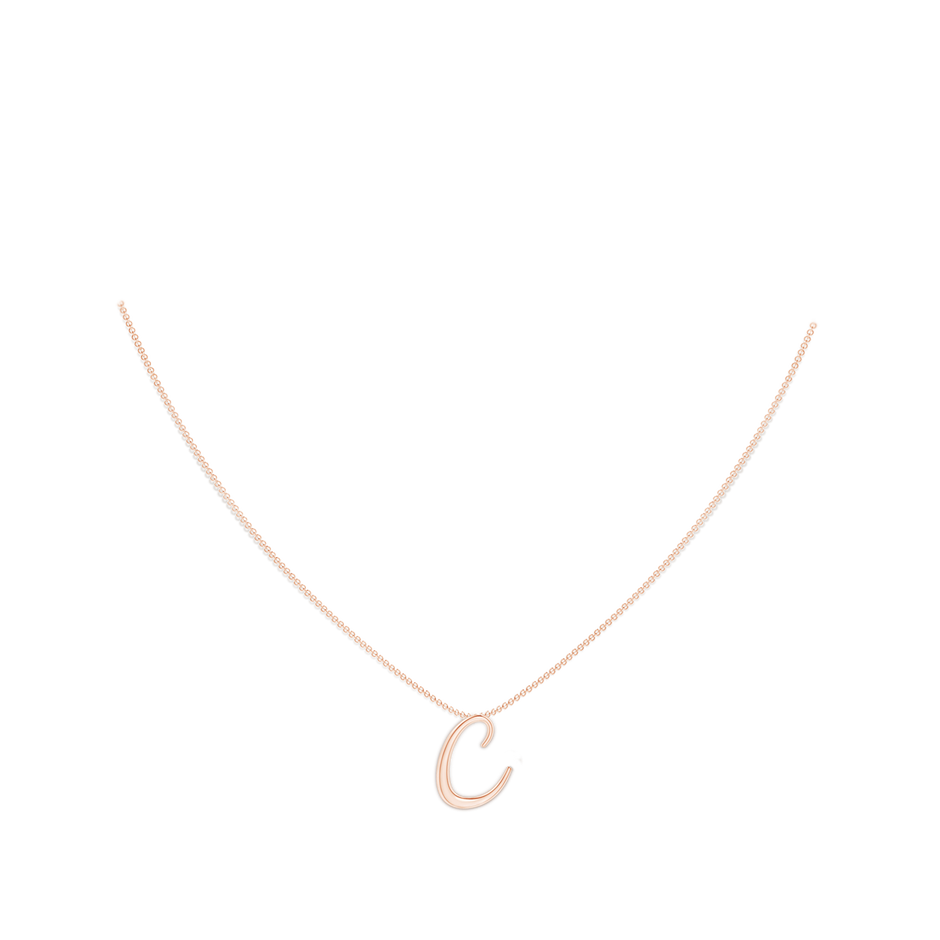 Lowercase "C" Initial Pendant in 10K Rose Gold body-neck