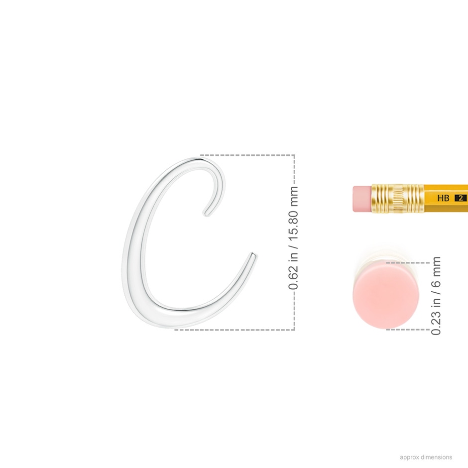 Lowercase "C" Initial Pendant in P950 Platinum ruler
