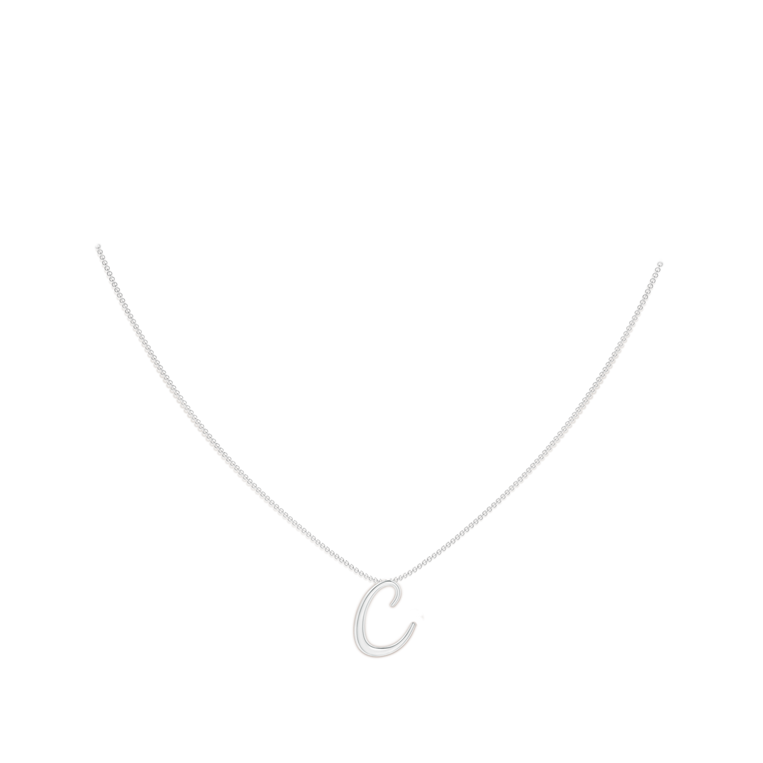 Lowercase "C" Initial Pendant in P950 Platinum - body_neck