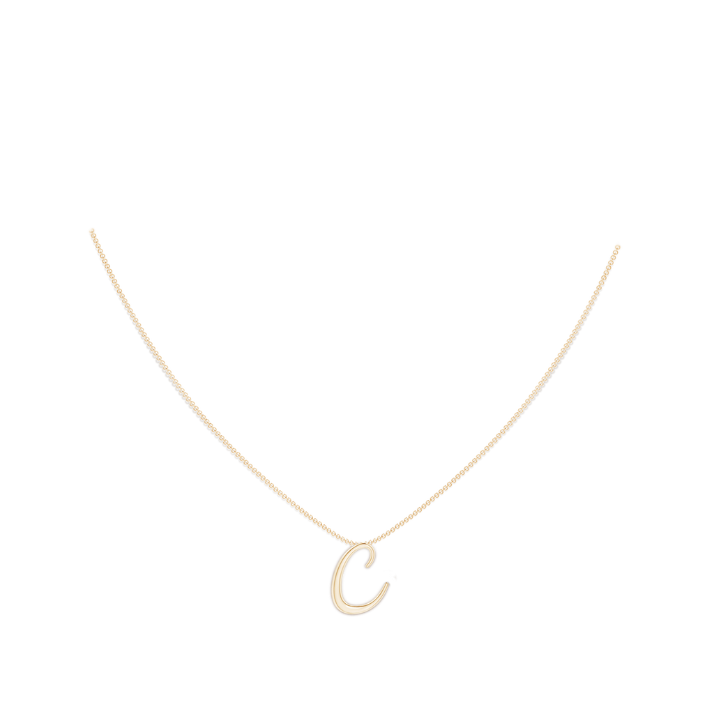 Lowercase "C" Initial Pendant in Yellow Gold Body-Neck