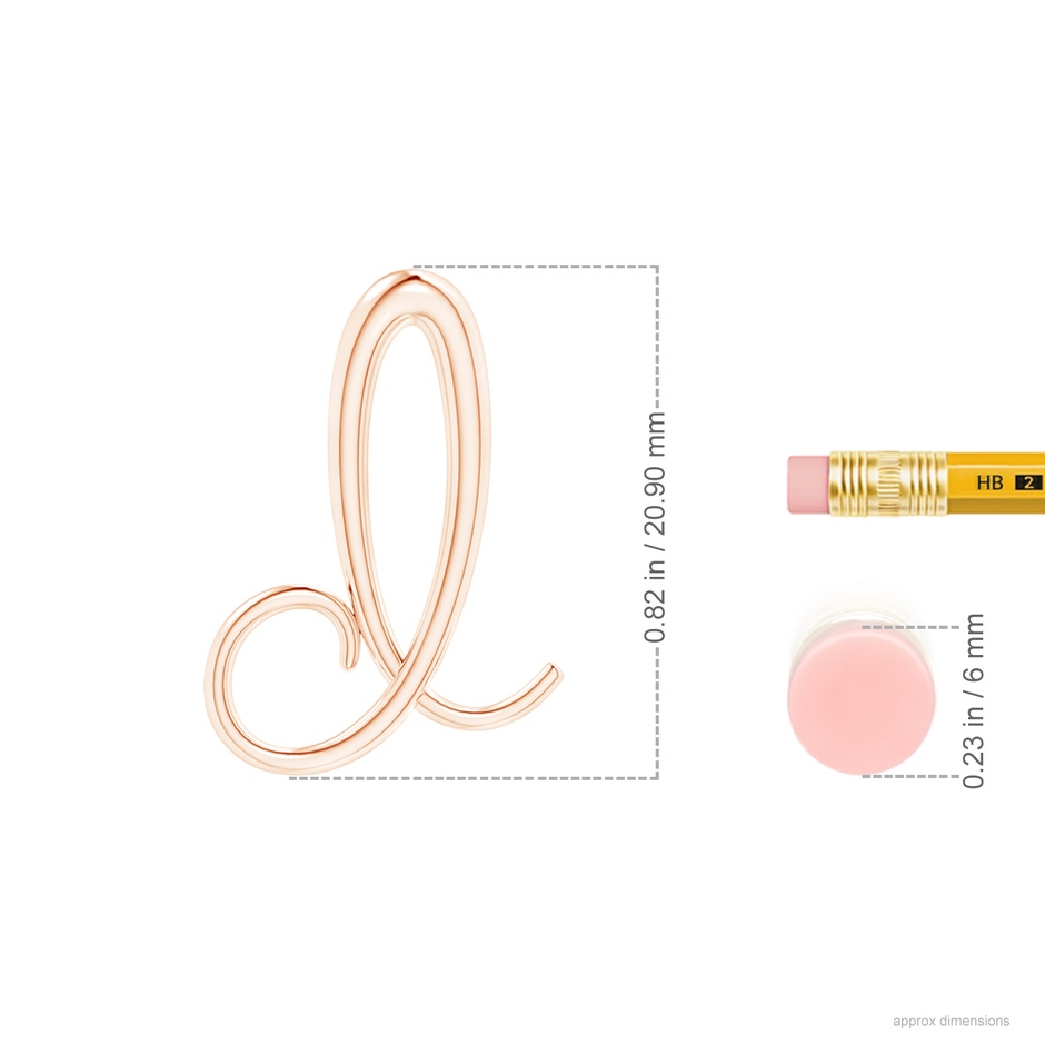 Lowercase "D" Initial Pendant in Rose Gold Ruler
