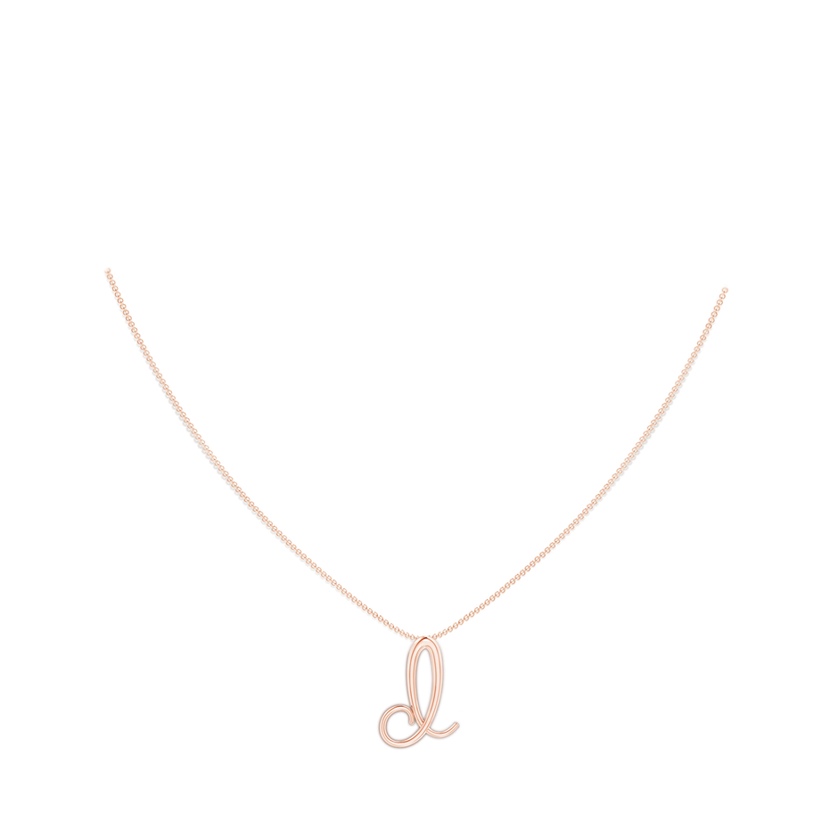 Lowercase "D" Initial Pendant in Rose Gold Body-Neck